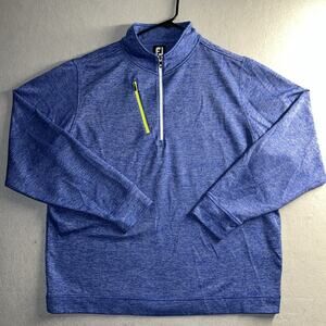 FootJoy Men Blue Stripe Knit Half Zip Pullover Golf Jacket Long Sleeve Top XL
